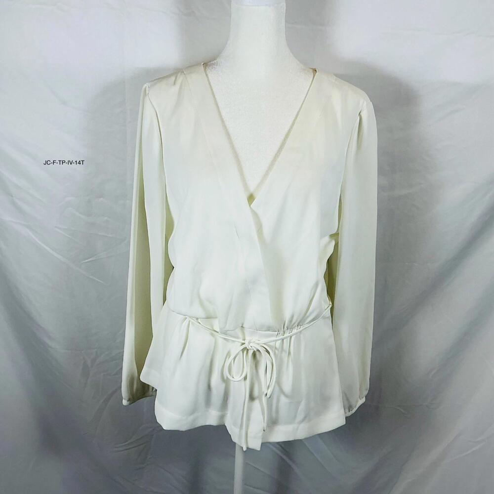 J Crew Women's Ivory Faux Wrap Top Size 14T